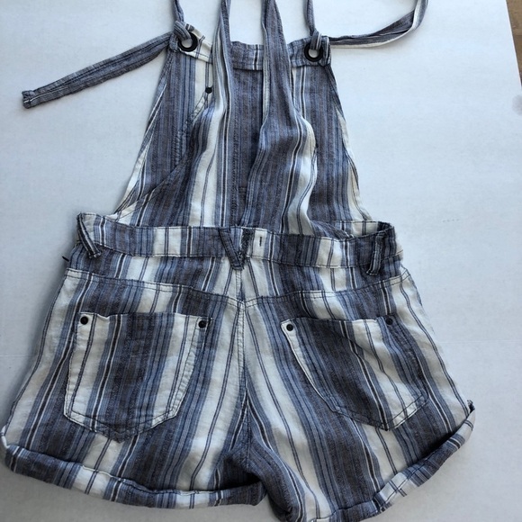 Free People Linen Striped Overall Shorts - Picture 5 of 11